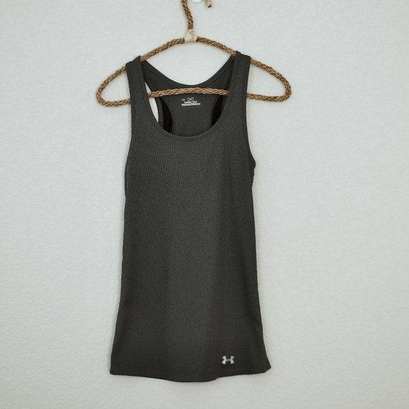 Under Armour Hear Gear Ribbed Gray Tank Top Small NWOT - Picture 2 of 6